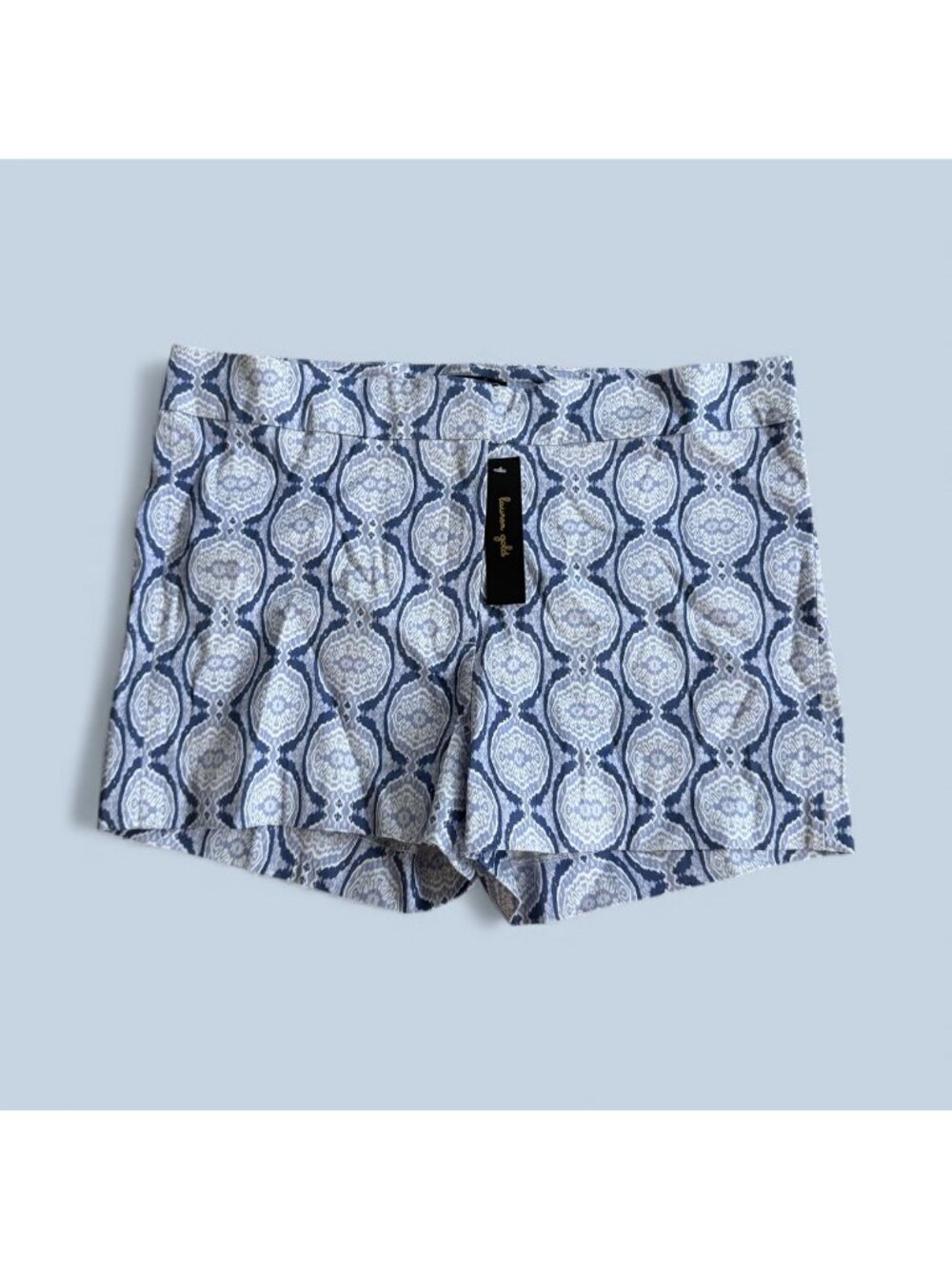 LAUREN GOLD Ikat Blue White Shorts Size 6 NEW NWT